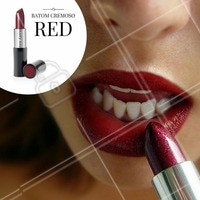 Para dar um UP no look, que tal um batom vermelho para te deixar com aquele bocão? #Amo #Batom #Look