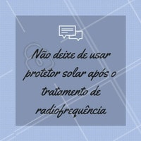 Para quem está fazendo tratamento de radiofrequencia, nunca se esqueça de usar o protetor solar!
#beleza #tratamentocorporal #ahazou #corpo #radiofrequencia