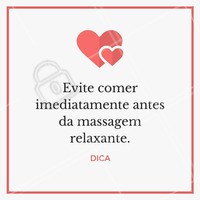 Coma algo leve preferencialmente de 60 a 90 minutos antes!
#ahazou #massagem #estética #massagemrelaxante