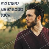 Para saber onde deve terminar sua barba, use a regra dos dois dedos! Leve sua cabeça para trás, deixando o pescoço bem em evidência e coloque seus dedos do meio e indicador logo acima do pomo de adão. A altura marcada pelo dedo de cima é onde sua barba deve terminar. #doisdedos #barba #barbearia