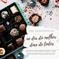 Aproveite o dia do chocolate para comer muitas doçuras sem culpa e embarque nesse promoção! Agende com a gente um horários para dar aquela afinada! #chocolate #amo #estética
*promoção válida apenas para os tratamentos selecionados