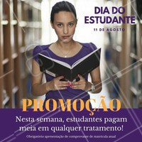 Promoção Dia do Estudante 📚 ✏️ Venha agendar o seu horário e ganhe 50% de desconto se você for estudante. Promoção válida somente para esta semana #DiaDoEstudante #Ahazou #Beleza #Autoestima