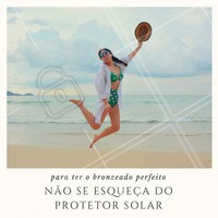 Para conquistar um bronze saudável, antes de mais nada, deve-se passar o protetor solar 30min antes de tomar sol. #estéticacorporal #bronzeado #protetorsolar #cuidados