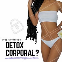 O nosso corpo é composto por algumas toxinas que, devido o excesso de determinados alimentos, alguns hábitos que não são saudáveis, e a falta de prática de exercícios físicos acabam se aglomerando e nos causando problemas como a retenção de líquidos, aparecimento de celulite, aumento de peso, dores de cabeça, problemas com o funcionamento do nosso intestino, entre outros. Por isso nós costumamos buscar alternativas que auxiliem na desintoxicação do organismo, e com isso eliminar o excesso dessas toxinas. O DETOX CORPORAL é a junção de alguns tratamentos estéticos que auxiliam na desintoxicação em um único pacote. E ai? Já quer experimentar essa novidade? #detoxcorporal #detox #estéticacorporal
