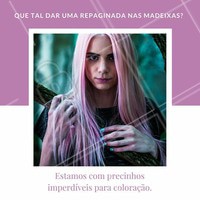 Qual tal um toque de cor nas madeixas? Se inspire no rosa e venha para o salão saber mais sobre a nossa promoção especial para coloração. #visual #cabelo #promoção #coloração