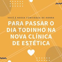 Venha conhecer a (Nome da Clínica) e passar o dia explorando as novidades incríveis. Teremos um coquetel, planos promocionais e muito mais!
Data:
Hora:
Local:
#inauguração #estética #beleza