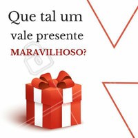 Ofereça essa alegria para aquela pessoa especial! Imagina um presente desses? Aproveite!
Aqui no nosso espaço (coloque o nome do local) nós temos vale presente!
Aproveite!
#ahazou #valepresente #vale