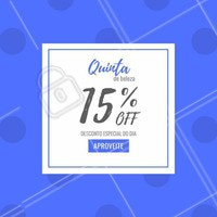Quinta tem superdescontão da alegria aqui no nosso espaço!
Aproveite e venha conhecer nossos serviços!
#desconto #15porcento #ahazou #beleza