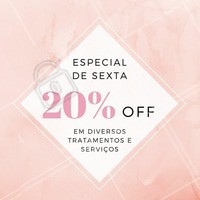 Quem aí ama desconto? 🙋 Nós estamos com 20% OFF em (escrever tratamentos ou serviços) só essa Sexta-Feira! Aproveita pra ficar linda pro fim de semana! #promocao #desconto #ahazou