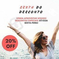 20% de desconto? EU QUERO! 🙋 Vem aproveitar nossas promoções especiais essa sexta-feira e ficar linda pro fim de semana! ;) #promocao #desconto #ahazou