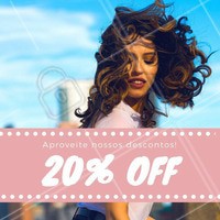 20% OFF em (inserir tratamentos/serviços)? Corre pra aproveitar e vem ficar LINDA com a gente! 🤗 #amodesconto #desconto #promocao #ahazou