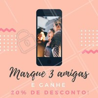 Quer GANHAR 20% de desconto em tratamentos/serviços diversos? 😱 É só marcar 3 amigas aqui embaixo e aproveitar! 👇 #desconto #promocao #amodesconto #ahazou