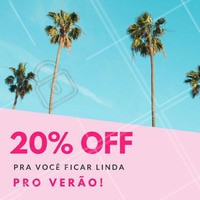 O verão já está aí e você pode ficar maravilhosa para recebê-lo! ☀ É só aproveitar nosso desconto de 20% em (inserir tratamentos/serviços)! Agende já o seu horário #desconto #promocao #amodesconto #ahazou