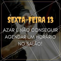 Pensa num azar desses... Não conseguir marcar um horário para cuidar dos fios na sexta-feira!
Não perde tempo, agende o quanto antes o seu horário aqui no salão!
#sextafeira13 #sexta13 #sextatreze #sextafeiratreze #ahazou