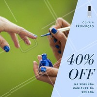 Vocês pediram unhas perfeitas e nós ouvimos! Marque suas unhas e na segunda manicure da semana, você tem 40% de desconto 😜 #promoção #desconto #ahazou #amo #felicidade #unha #unhas #perfeito #promounhas