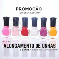 PROMOÇÃO IMPERDÍVEL | Venha fazer alongamento de unhas e ganhe a manutenção na faixa, mas corre porque é só durante esta semana! #amo #ahazou #alongamentodeunhas #promoção #promo #oportunidade #unhas #promounhas
