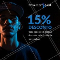 No mês de novembro daremos 15% de descontos em nosso serviço. Aqui em nosso espaço apoiamos também à causa! #NovembroAzul #Ahazou #Beleza #cancer #cancerprostata #Saude #Autoestima