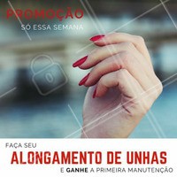 PROMOÇÃO IMPERDÍVEL | Venha fazer alongamento de unhas e ganhe a manutenção na faixa, mas corre porque é só durante esta semana! #amo #ahazou #alongamentodeunhas #promoção #promo #oportunidade #unhas #promounhas