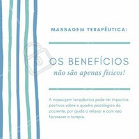 Muito além dos benefícios físicos, que são o principal foco do tratamento, a massagem terapêutica também tem impactos positivos sobre o psicológico por ajudar no relaxamento do paciente. A massagem terapêutica também ajuda o paciente a ganhar mais confiança, alivia a depressão grave e pode ser recomendada até mesmo por psicoterapeutas para ajudar nos tratamentos terapêuticos. #massagemterapeutica #massagem #tratamento #cuidados #saúde #massoterapeuta