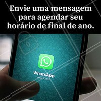 Sabe aquele famoso aplicativo de mensagens? Utilize-o para agendar seu horário!
#FimDeAno #AgendamentoAntecipado #AgendaFimDeAno #Festas #Salão #Manicure #Maquiagem #Cabelo #DesignDeSobrancelha #EstéticaCorporal #EstéticaFacial #Ahazou