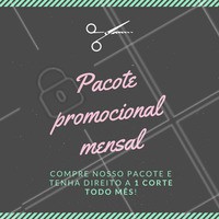 Se você gosta de manter o corte do seu cabelo em dia, aproveite nosso pacote promocional de 1 corte por mês ✂ #promocao #corte #ahazou #cabelo