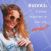 Cuidados para o cabelo ruivo no verão: 1 - Cuide das cutículas capilares fazendo uma reconstrução! 2 - Proteja-se do Sol com produtos específicos para isso. 3 - Faça uma hidratação poderosa a cada 15 dias. 4 - Evite shampoos de limpeza profunda. 😉 Viu como é possível ser ruiva no verão? Agende já seu horário e venha cuidar dos seus fios! #cabelo #ruivos #ahazou #cabelovermelho