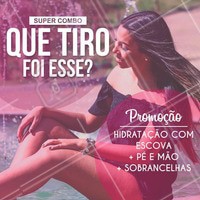 ** use o editor para colocar o valor do combo na imagem!
Promoção hidratação + manicure unha e pé + sobrancelhas com um desconto incrível. Venha agendar agora mesmo o seu horário! #salaodebeleza #hidratacao #cabelo #manicure #sobrancelhas #ahazou #beleza #autoestima #bemestar