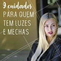 Você tem luzes e mechas? Então fica atenta à esses cuidados: 1 - Use um reforçador de clareamento. 2 - Aposte em shampoos tonalizantes! 3 - Utilize um condicionador com PH ácido. 4 - Faça sempre hidratação, preferencialmente com um profissional! 5 - Aposte em produtos com queratina para fortalecer o fio. 6 - Evite molhar o cabelo na piscina e na água do mar. 7 - Filtro solar capilar pode ajudar na proteção dos fios! 8 - Cuidado com escova progressiva e tratamentos parecidos! Sempre consulte um profissional antes. 9 - Evite a chapinha e secador, e quando usá-los, abuse do protetor térmico! ;) Gostou das dicas? #loiro #ahazou #mechas #cuidadoscomocabelo