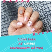 Suas unhas demoram muito pra crescer? A primeira dica para acelerar o crescimento das unhas é: cuide da alimentação! Comer mais proteína, zinco e biotina ajuda no crescimento. Também não esqueça de hidratar e nutrir as unhas para deixá-las mais fortes. Evite usar muito a acetona, pois ela resseca as unhas! Por último, use uma base fortalecedora, que ainda vai ajudar com a quebra. ;) #unha #ahazou #manicure