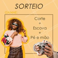 Ta rolando #SORTEIO!!! Participe e concorra a corte, escova, pé e mão! CORRE PARTICIPAR MENINA!
Regrinhas:
❤️️ Curtir a foto oficial (esta foto)
❤️️ Seguir o nosso perfil
❤️️ Marcar três amigas nos comentários
Fácil né? E você pode comentar quantas vezes quiser!
Será desclassificado quem comentar perfis fakes ou repetir o mesmo perfil.
O resultado sairá no dia (insira a data final do sorteio).
Boa sorte a todas!
#sorteio #ahazou #participe