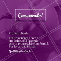 Além de cuidar da sua beleza, também nos preocupamos em cuidar da sua saúde! #escovaprogressiva #semformol #beleza #ahazou #salaodebeleza #cabelosaudavel #saude #bemestar #progressivasemformol