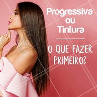 Essa é uma dúvida muito comum para quem quer alisar os fios e pintá-los também! A melhor opção é primeiro fazer a progressiva, depois a coloração. Dependendo da progressiva a ser feita, a cor da coloração pode desbotar e ser alterada! O ideal é cuidar bastante do cabelo, logo em após a progressiva, o que vai preparar o cabelo para a coloração ;) #cabelo #progressiva #ahazou #coloração