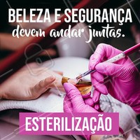 Esterilizar o material é essencial para exterminar bactérias, fungos, vírus e etc. dos utensílios usados. Aqui você pode confiar que sua segurança está em boas mãos! #esmalteria #ahazou #segurança #unha #manicure
