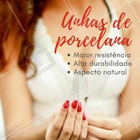 Olha só os benefícios das unhas de porcelana! Venha já fazer a sua e ficar com unhas maravilhosas 💅 #unha #ahazou #manicure #unhadeporcelana #esmalteria