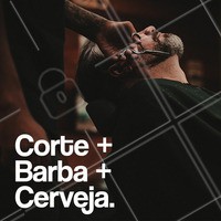 Tem coisa melhor do que tudo isso junto num só lugar? Aproveite esse combo promocional de corte + barba + cerveja e venha dar aquele trato no visual! 🍻 #cortemasculino #ahazou #barbearia #barba #cerveja #ahazoubarbearia