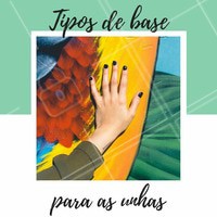 1. Base protetora: Ela pode ser usada em qualquer tipo de unha e tem como função proteger as pontinhas dos dedos do contato direito com esmalte. Além disso, ela melhora a fixação da cor.
2. Base niveladora: Ela ajuda a deixar tudo mais plano e uniforme, garantindo uma esmaltação impecável!
3. Base fortalecedora: Esta é especialmente desenvolvida para unhas fracas e quebradiças. A fórmula é enriquecida com ativos específicos, garantindo que as pontas dos dedos fiquem mais saudáveis e fortes.
4. Base de crescimento: Elas vão ajudar a garantir que as pontinhas dos dedos alonguem sem quebrar, o mais rápido possível!
#unhas #dicas #ahazou #nailart #manicure