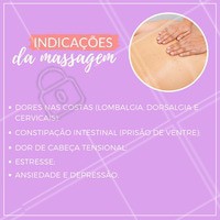 Dá uma olhada para que a massagem é indicada! E você, também está precisando de uma? Não perca tempo e venha desfrutar dos benefícios da massagem. Agende o seu horário!
#massoterapia #ahazoumassagem #massagem