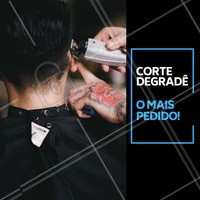 Ainda não aderiu a moda? O corte degradê tem a lateral mais curta fica bom em todos os homens. Venha fazer o seu! #barbearia #ahazou #homens #corte