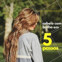 1 - Prepare: comece com um leave-in, proteja e dê força aos fios. 2 - Escove o cabelo com o secador e a escova. 3 - Controle o frizz, usando um spray anti frizz. 4 - Spray de brilho é o queridinho para trazer um brilho sem igual aos fios. 5 - Invista em tratamentos frequentes, como nutrição e hidratação. #brilho #ahazou #cabelo #cuidadoscomocabelo