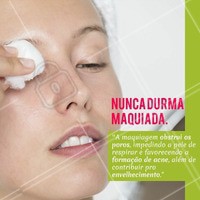 Dormir maquiada é um erro muito comum que as pessoas cometem, seja por preguiça ou falta de informação. Leve essa dica pra vida: jamais durma de make! O ideal é retirar a maquiagem com um demaquilante e lavar o rosto, aplicando um tônico para limpar completamente a pele. #maquiagem #ahazou #esteticafacial #cuidadoscomapele