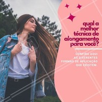Alongamento Tic-Tac - não requer manutenção e pode ser usado quando quiser.
Alongamento Queratina - procedimento mais duradouro com efeito muito natural.
Alongamento Microlink - cabelo é preso com anéis metálicos.
Alongamento Interlace - ideal para fios curtos pois é costurado uma tela com o cabelo.
#alogamento #ahazou #cabelo #comprido #cabelolongo