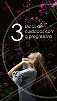 Após fazer a progressiva é necessário que você tenha alguns cuidados para que dure por mais tempo o efeito.
1. Eveite usar xampu anti-ressíduos, ele é mais alcalino e acaba removendo o produto.
2. Banhos quentes também podem prejudicar na durabilidade da progressiva.
3. Use creme hidratante apenas no comprimento e pontas para não deixar a raiz mais oleosa.