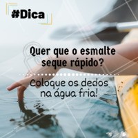 Essa dica é das boas e funciona. Basta deixar os dedos embaixo da água fria para o esmalte secar mais rápido. 💅🏻 #manicure #ahazou #esmalte #dicas #secagem