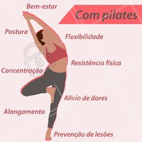 Você sabia que o pilates poderia te proporcionar todos esses benefícios? Se você ainda não conhece, venha se apaixonar. #pilates #ahazou #fisioterapia #exercicios #saude #bemestar