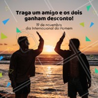 Parabéns, Brô! Traga um amigo, e vocês dois ganham desconto para barba e cabelo. #barba #corte #ahazoubarbearia #homens #mens #diadohomem #desconto #promocao