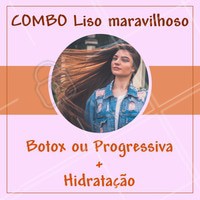Aproveite esse combo e tenha o liso maravilhoso dos seus sonhos! Você merece, agende já seu horário e não perca os precinhos especiais. #combopromocional #ahazou #cabelo #botox #progressiva