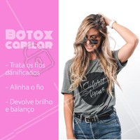 O botox capilar se popularizou pelos seus inúmeros benefícios! Você já conhece? Agende seu horário e venha conhecer: cabelos mais alinhados, brilhantes e saudáveis. #cabelo #ahazou #botox #botoxcapilar