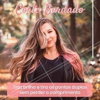 Você já conhece o corte bordado? Essa técnica surgiu para salvar a vida das mulheres que precisam de um corte, mas não querem diminuir o comprimento dos fios. Agende seu horário e renove seu cabelo sem precisar encurtar os fios! #cabelo #ahazou #cortebordado #corte