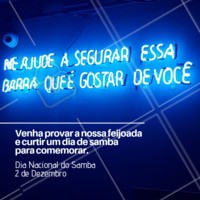 Para comemorar o dia nacional do samba, traga os amigos e venha curtir o nosso sambinha e provar a nossa deliciosa Feijuca! #feijuca #samba #feijoada #ahazou #gastronomia #musica #amigos #curticao