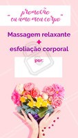 Todas nós temos que amar nossos corpos, e é por isso que estamos com uma promoção maravilhosa para nos cuidarmos ❤️️ Agende já o seu horário! #massagemrelaxante #esfoliacao #ahazouapp #ahazousaude #corpo #amomeucorpo